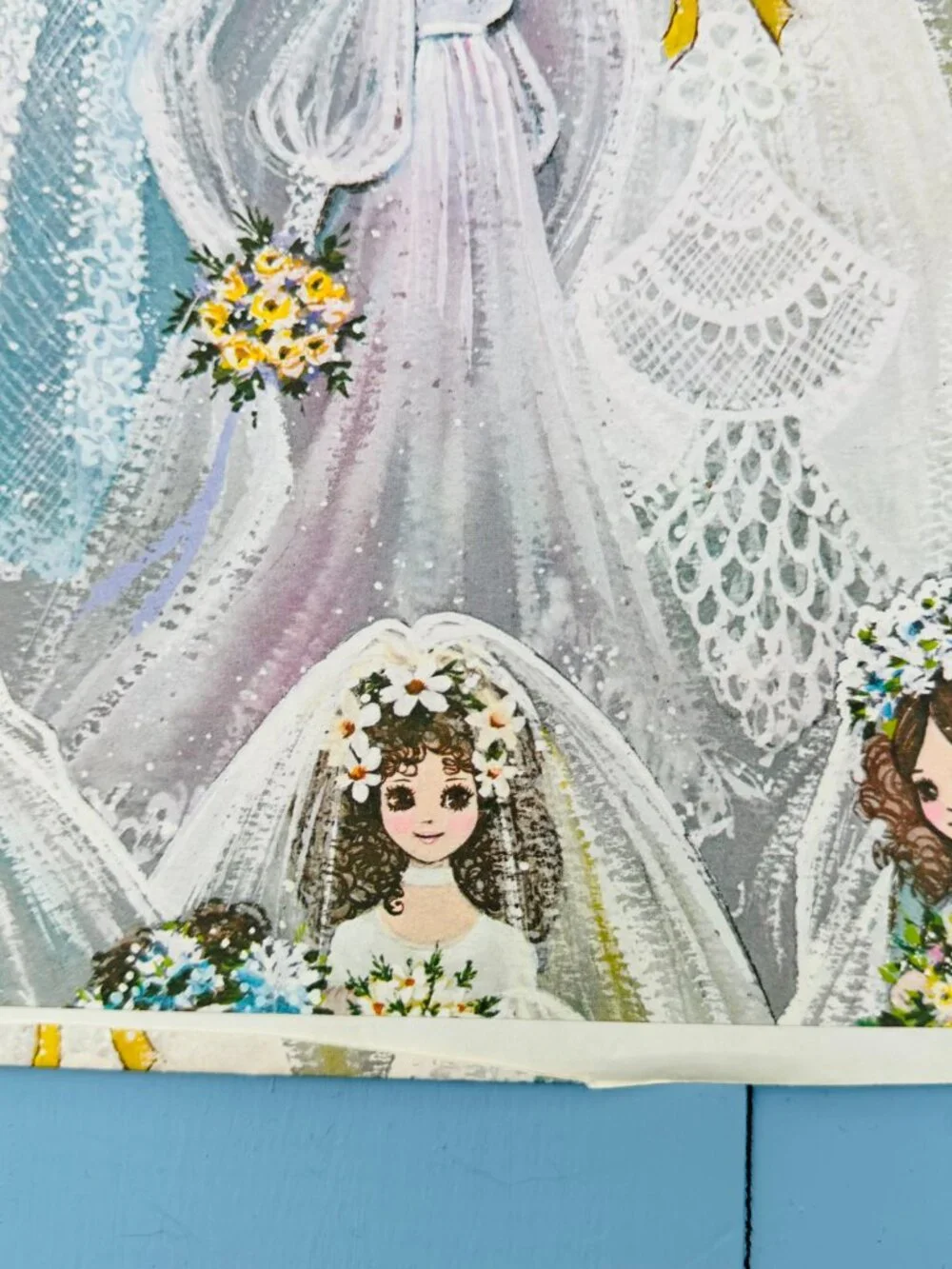 Vintage 1970s Bridal Wrapping Paper, Bridal Shower Decor,  Retro Bride Ephemera
